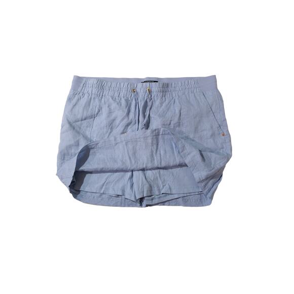 Ellen Tracy Linen Skort Women Blue Pull-on Stretch Drawstring Pockets size XL - Picture 3 of 5